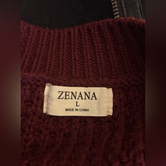 Zenana Outfitters Maroon Button-Up Waffle Knit Cardigan - Picture 6 of 6